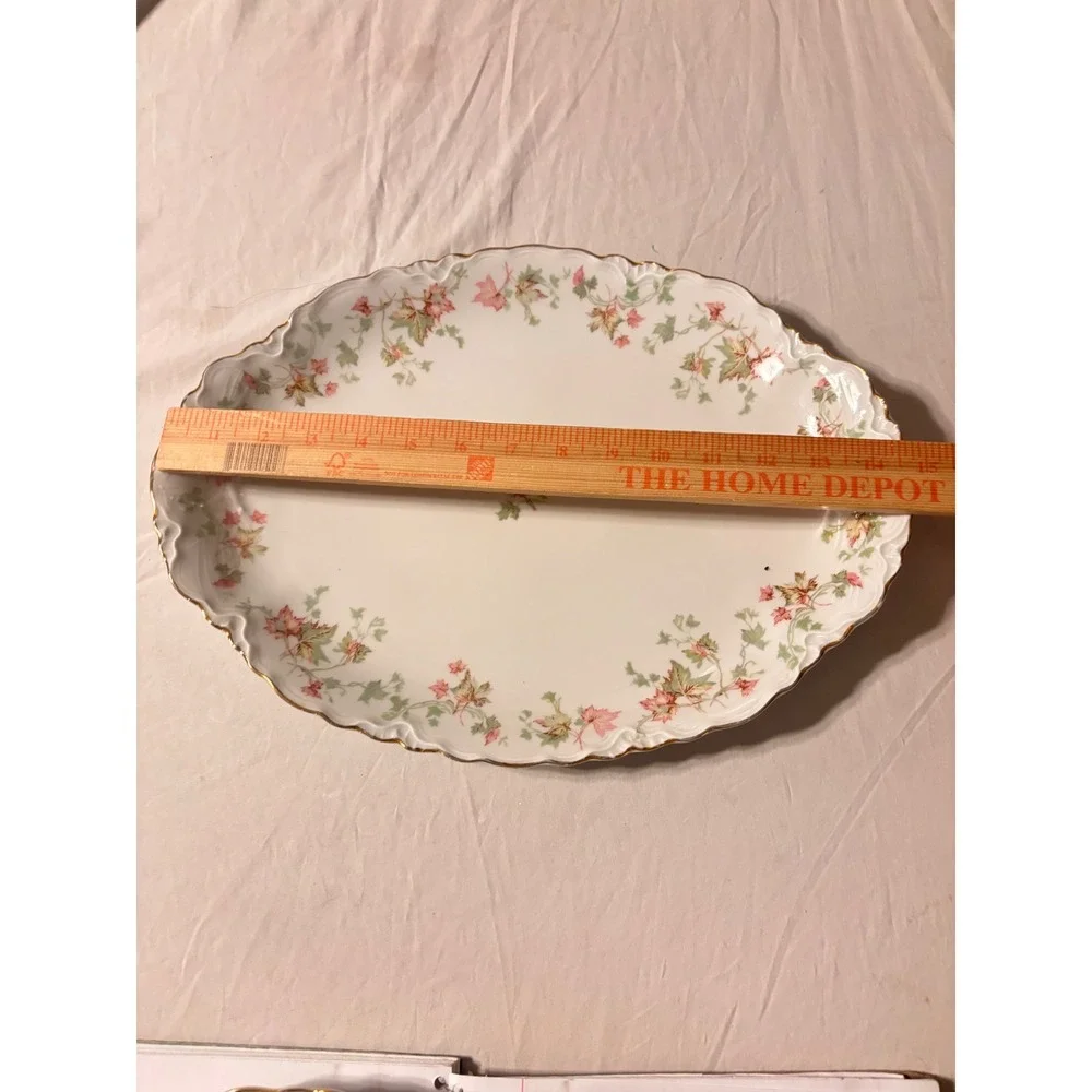 Hutschenreuther Selb Platters Set 2 White Pink Floral Bavaria US Zone Good 15in